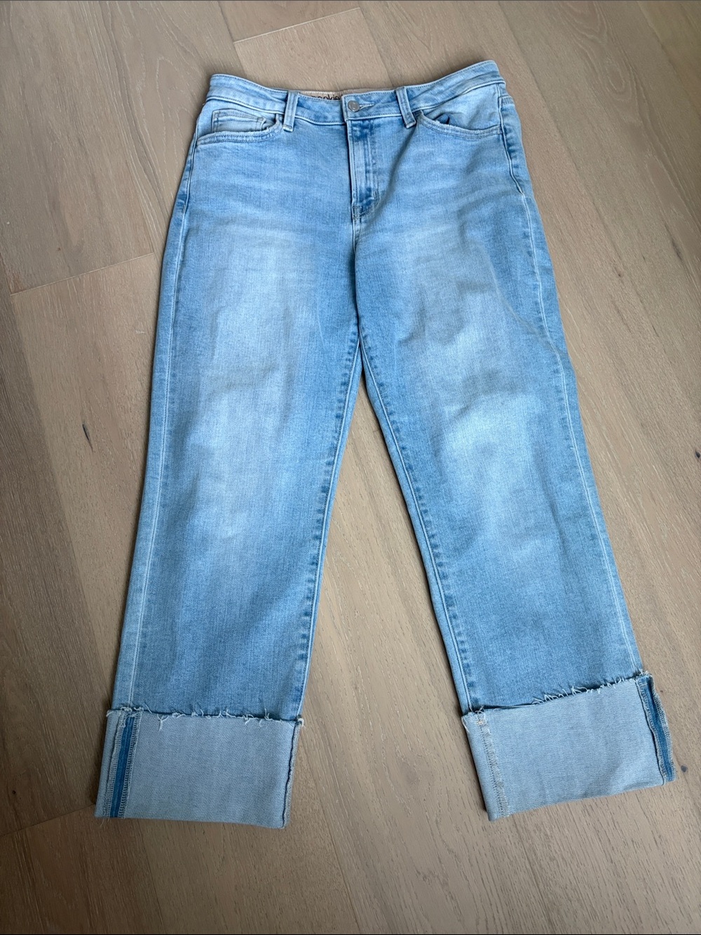 Light Blue Women's Cuffed Straight Jeans